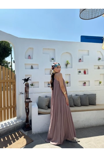 Askılı Boncuk İşlemeli Lina Elbise