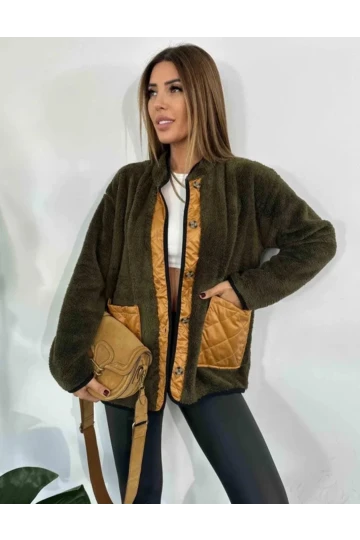 Kapitone cepli peluş mont