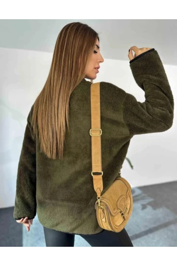 Kapitone cepli peluş mont