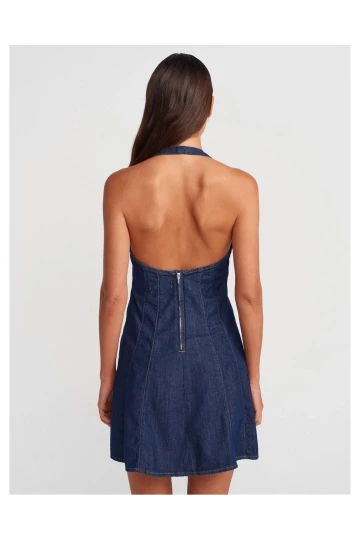 Orjinal Marka Halter Denim Elbise