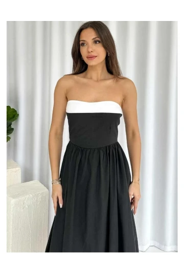 Straplez Kiloş Midi Elbise !